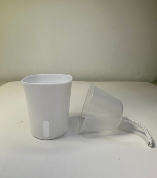 Self watering pots, transparent inserts